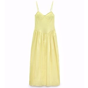 ZARA Women’s combination poplin midi dress💛💛